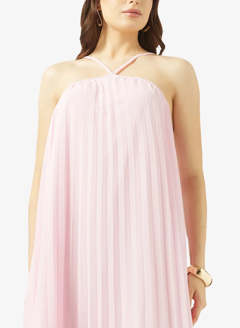 Ginger  Halter Neck Pleated Maxi Dress for Women | Best Price UAE